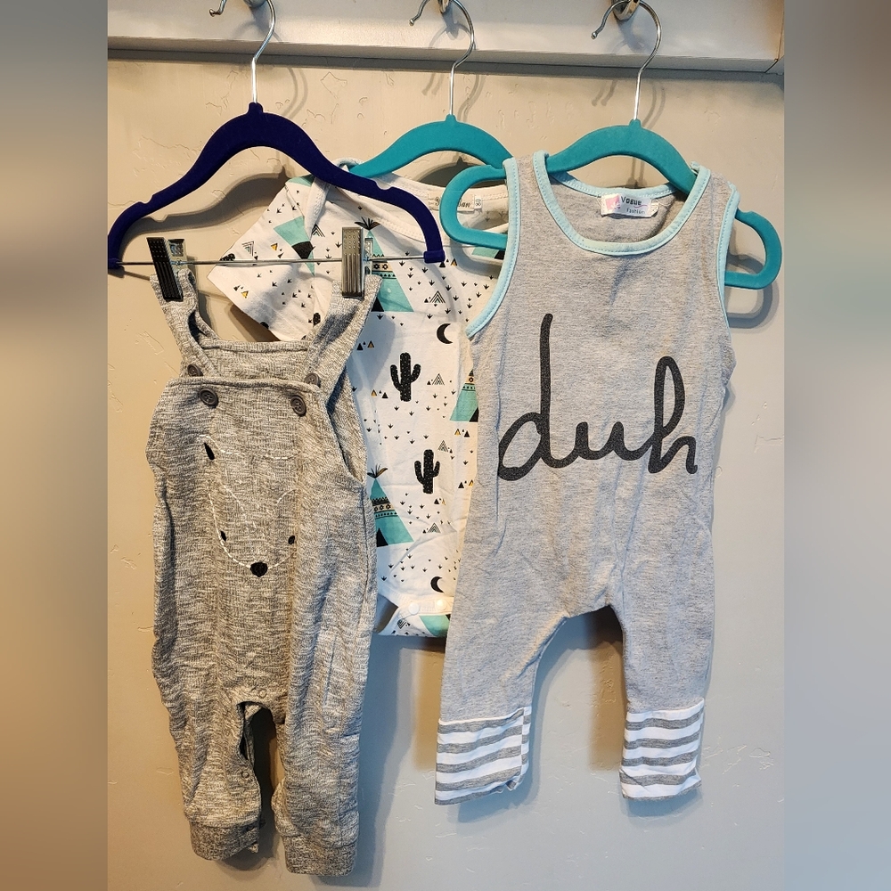 Lot of 3 Romper Onesie Coveralls Desert Duh Unisex 6-9month Fox